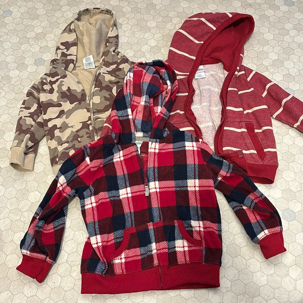 Lot of 3 zip up hoodies size 18 month